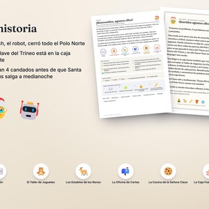 Salle d'évasion de Noël espagnole mexicaine imprimable · Escape Room de Navidad para Niños y Familia · 9 puzzles, guide de l'hôte · PDF image 2