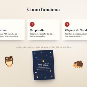 Portugiesischer Mystery-Adventskalender zum Ausdrucken · Calendário do Advento de Mistério · 24 Detektivrätsel für Kinder PDF Bild 8