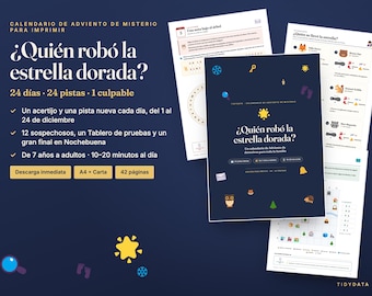 Mexikanisch-spanischer Detektiv-Adventskalender zum Ausdrucken · Calendario de Adviento de Misterio · 24 Detektivrätsel für Kinder (PDF)