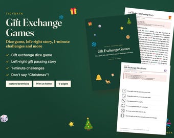 Jeux d'échange de cadeaux à imprimer · Jeu de dés de Noël, Jeu de l'histoire de gauche à droite et jeux de société · Échange de cadeaux et Père Noël secret (PDF)