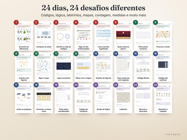 Portugiesischer Mystery-Adventskalender zum Ausdrucken · Calendário do Advento de Mistério · 24 Detektivrätsel für Kinder PDF Bild 3
