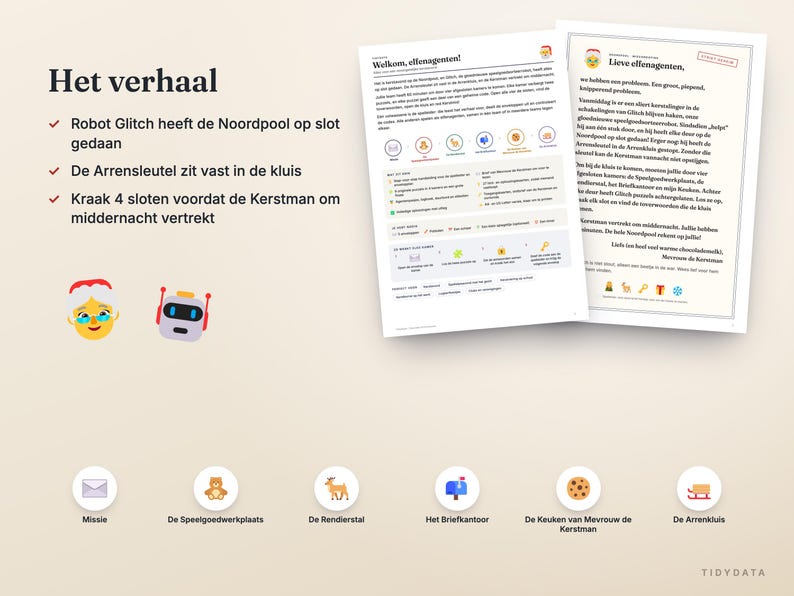 Dutch Christmas Escape Room Printable · Kerst Escape Room voor Kinderen en Gezin · 9 Puzzles, Host Guide · Party Game PDF image 2