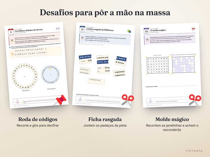 Portugiesischer Mystery-Adventskalender zum Ausdrucken · Calendário do Advento de Mistério · 24 Detektivrätsel für Kinder PDF Bild 4