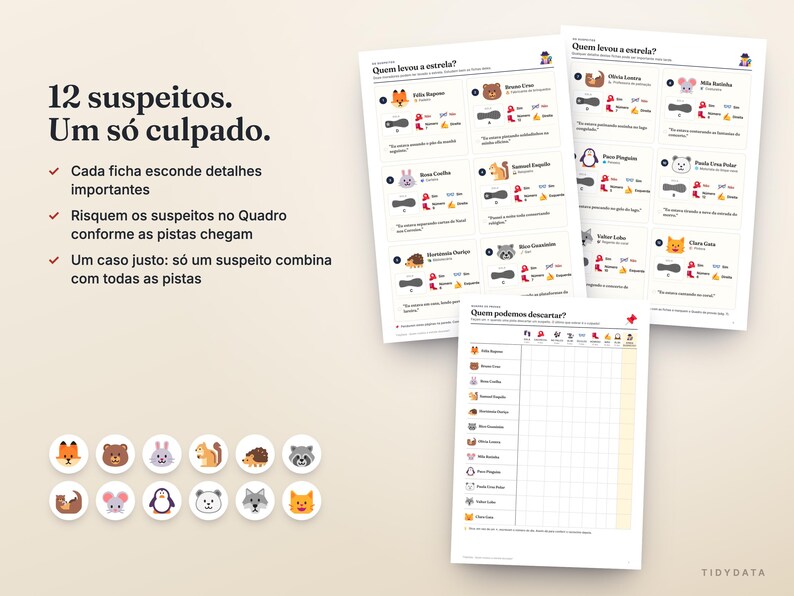 Portugiesischer Mystery-Adventskalender zum Ausdrucken · Calendário do Advento de Mistério · 24 Detektivrätsel für Kinder PDF Bild 2