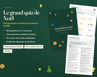 Französisches Weihnachtsquiz zum Ausdrucken · Quiz de Noël · 145 Quizfragen auf Französisch für Familie und Französischunterricht (PDF)