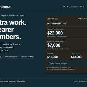 Contractor Change Order and Payment Tracker, Offline Tool with Excel Template