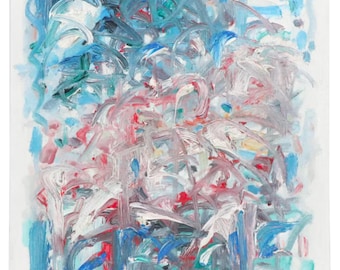 Jack Meanwell Original Oil Painting on Canvas 1991 Signed Abstract Expressionist Cincinnati Artist Vintage Modern Art 16x20