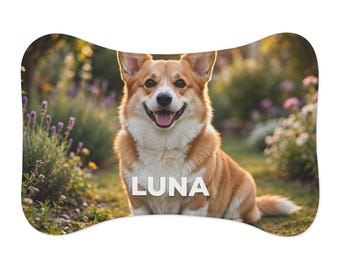 Personalized Pet Feeding Mat with Photo and Name, Custom Dog Food Mat, Pet Placemat, Dog Bowl Mat, New Puppy Gift