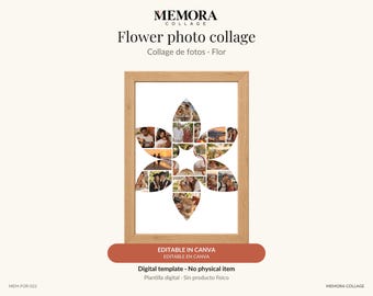 Collage Flor: plantilla de 16 fotos editable en Canva