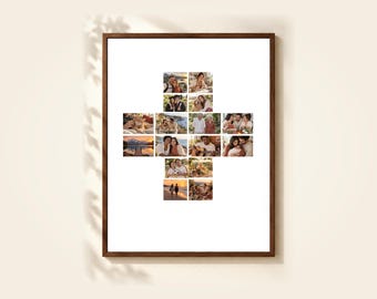 Medical Cross Photo Collage Template, 16 Photos, Editable in Canva
