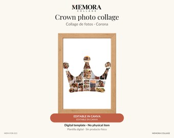 Collage Corona: plantilla de 16 fotos editable en Canva