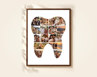Tooth Photo Collage Template, 16 Photos, Editable in Canva