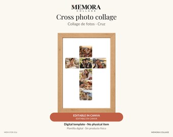 Collage Cruz: plantilla de 7 fotos editable en Canva