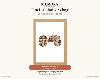 Collage Tractor: plantilla de 16 fotos editable en Canva