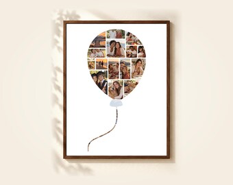 Balloon Photo Collage Template, 16 Photos, Editable in Canva
