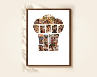 Chef Hat Photo Collage Template, 16 Photos, Editable in Canva