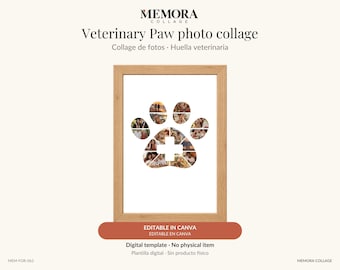Collage Huella veterinaria: plantilla de 16 fotos editable en Canva