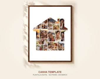 Haus-Fotocollage-Vorlage für Canva, 16 Fotos, Einzugsgeschenk