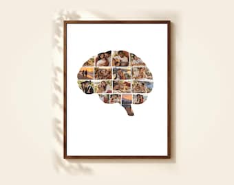 Longitudinal Brain Photo Collage Template, 16 Photos, Editable in Canva