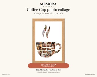 Collage Taza de café: plantilla de 18 fotos editable en Canva