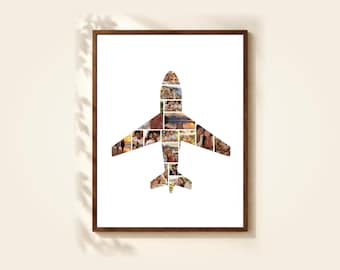 Airplane Photo Collage Template, 16 Photos, Editable in Canva