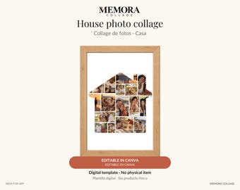Collage Casa: plantilla de 16 fotos editable en Canva