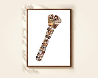 Makeup Brush Photo Collage Template, 16 Photos, Editable in Canva