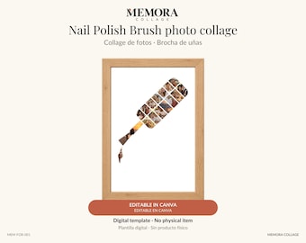 Collage Brocha de uñas: plantilla de 16 fotos editable en Canva