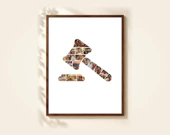 Judge Gavel Photo Collage Template, 16 Photos, Editable in Canva