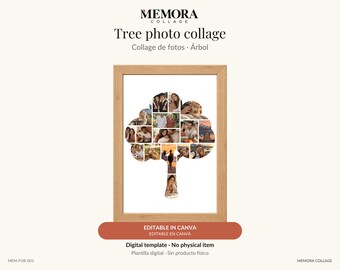 Collage Árbol: plantilla de 16 fotos editable en Canva