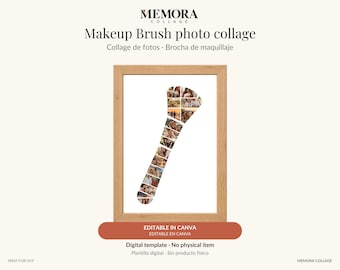 Collage Brocha de maquillaje: plantilla de 16 fotos editable en Canva