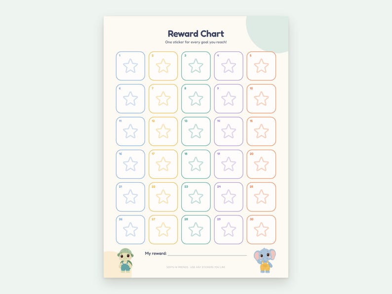Print Incentive Chart Chore Chart for Kids Printable, Reward Chart With Stars, Sticker Chart ...