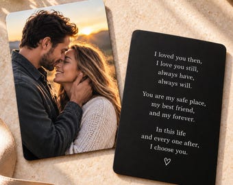 Personalized Photo Wallet Card for Him or Her, Anniversary Gift for Husband or Wife, Custom Love Note Keepsake, Military Deployment Gift