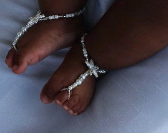 Baby Barefoot Sandals Toddler Barefoot Sandal Starfish Barefoot Sandal Foot Jewelry Kids Sandals Pearl Sandal Children Barefoot Sandle