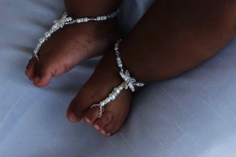 Baby Barefoot Sandals Toddler Barefoot Sandal Starfish Barefoot Sandal Foot Jewelry Kids Sandals Pearl Sandal Children Barefoot Sandle image 1