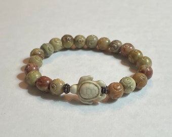 Beaded bracelet, Sea turtle bracelet, Soapstone bracelet, Gift for him, Gift for her, Gift for friend, yoga meditation jewelry