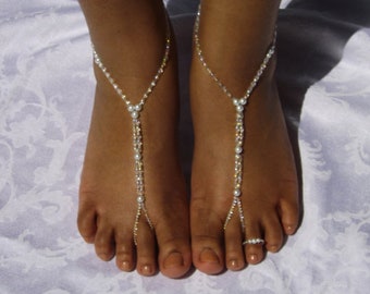 Pearl Barefoot Sandals Foot Jewelry Anklet Beach Wedding Barefoot Sandals Bridal Jewelry Soleless Sandal barefoot Sandles