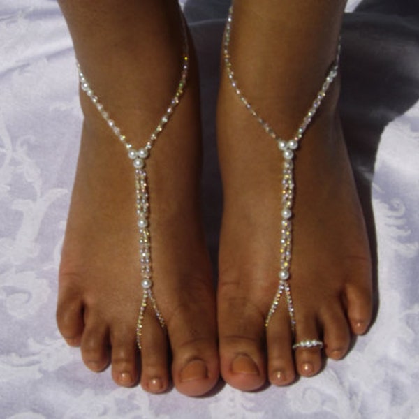 Pearl Barefoot Sandals Foot Jewelry Anklet Beach Wedding Barefoot Sandals Bridal Jewelry Soleless Sandal barefoot Sandles