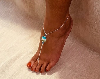 Barefoot sandal, foot jewelry, anklet, summer footwear, summer dress accessories, foot thong, footless sandal,  beach wedding sandal,