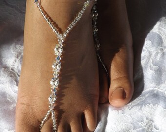 Flower Girl Barefoot Sandal, Kids Beach Wedding Barefoot Sandals, Toddler Barefoot Sandal, Christening Barefoot Sandal