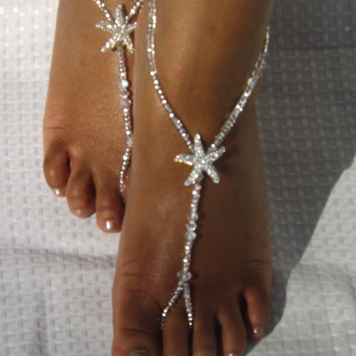 Starfish Beaded Barefoot Sandals Anklet Beach Wedding | Etsy
