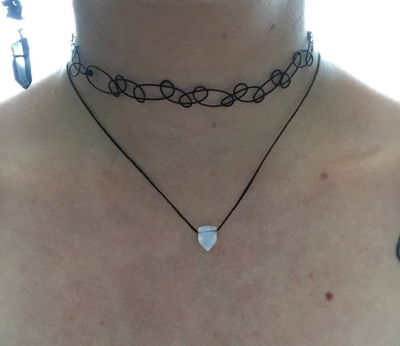 Choker Hemp Black Opalite Simple Necklace