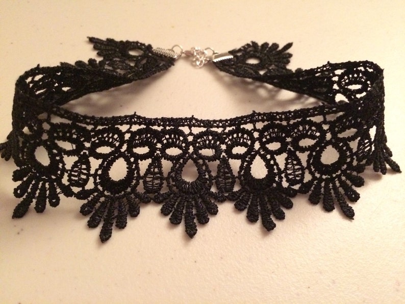Cream Cotton Black Lace The Victorian Collection Victorian Lace Choker Crochet White Lace