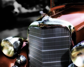 Classic Car Photo, 1934 Dodge, Fine Art Photo, Retro, Deep Red, Maroon, Chrome, Old Car Art, Retro Art, Art for Walls, Gift for Men,