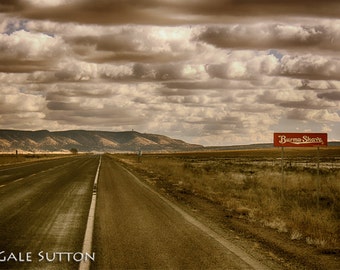 Route 66 Photo, Fine Art Photo, Rt 66, Burma Shave, Arizona, Southwest, Retro,Americana, Gift for Guys, Browns, Pale Yellow, Art for Walls