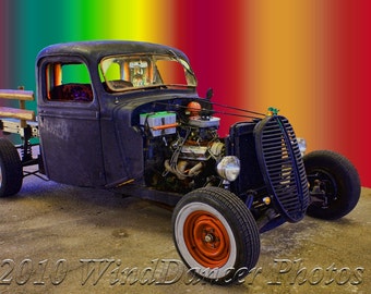 Serape Rat Rod, Fine Art Photo, Art for Walls, Hot Rod Photo, Classic Car Art, Retro, Black, Multi-Colored,  Rat Rod, Gifts for Guys