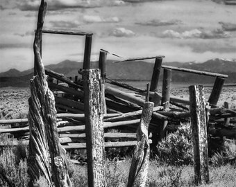 Western Art, Old Corral, Fine Art Photo, Southwest, 16x20 Matted Photo, Home Office Decor, Taos, Cowboy Art, Rustic, Old West, Gift for Men