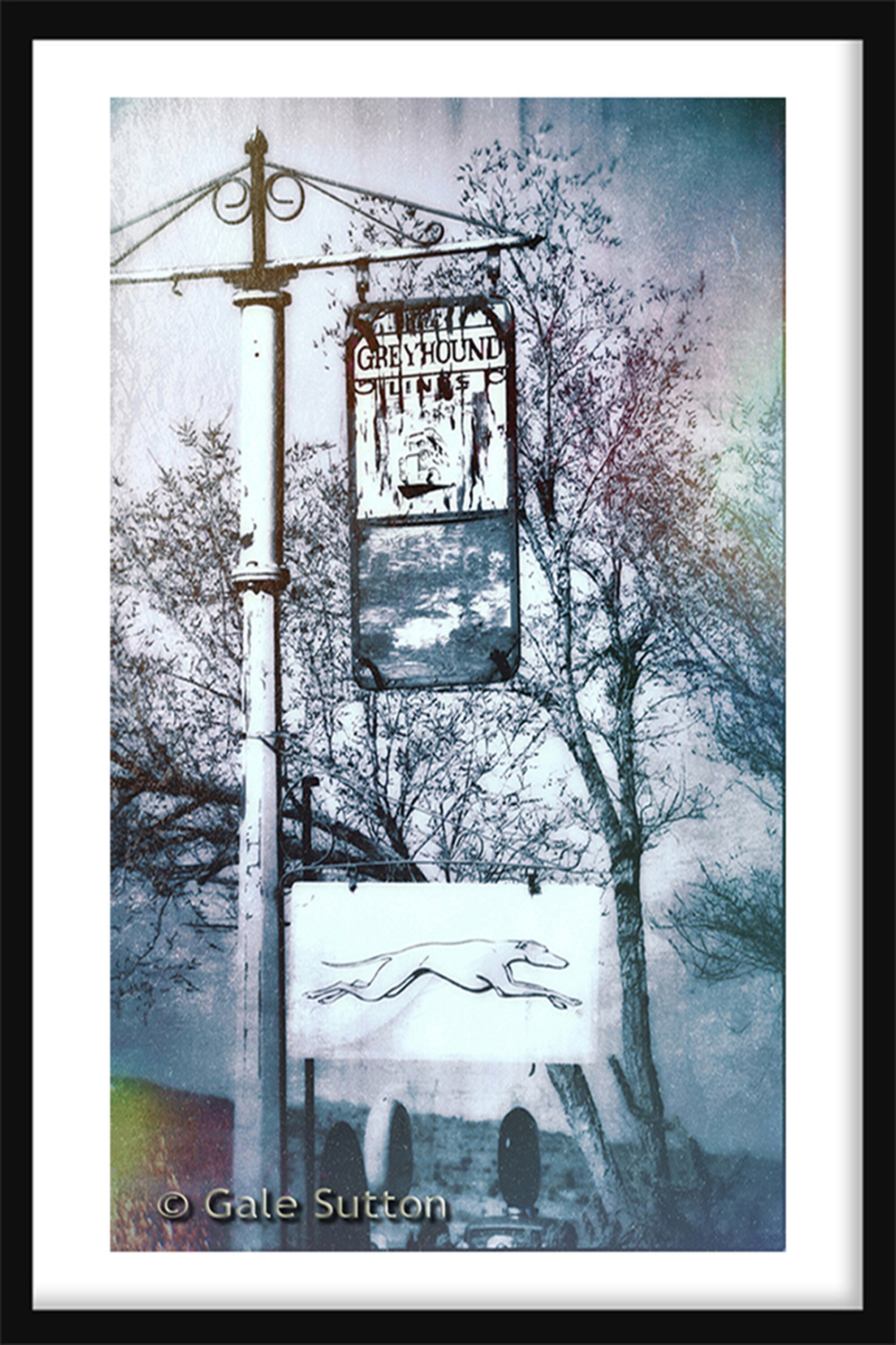 Route 66 Photo, Greyhound Bus, Fine Art Photo, Vintage Sign