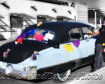 Fine Art Photo - Old Cadillac - Day of the Dead - Gifts for Men - 1950s - Classic Car Photo -Wall Decor - 16x20 Matted Photo - Southwest