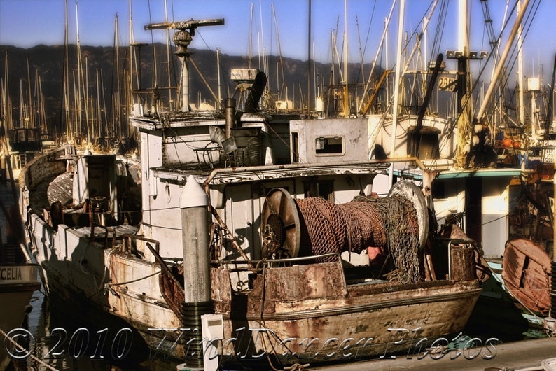 Old Fishing Boat, Fine Art Photo, Gift for Men, Fishing Boats, Santa Barbara, Marina, Boat, Wall Art, Home Decor, Office Decor, Fishing image 1